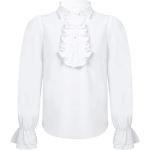 Weiße Elegante Langärmelige Kinderblusenshirts mit Rüschen Handwäsche für Mädchen Größe 140 