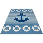 HANSE Home Kinderteppich »Take a Cruise«, rechteckig, Höhe: 9 mm, Motiv Anker, Rettungsring, Maritim, Kurzflor, blau