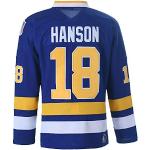 Hanson Brothers Charlestown Chiefs 16 Jack 17 Steve 18 Jeff Slap Shot Movie Eishockey Trikot, 18 Blau, X-Groß