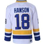 Hanson Brothers Charlestown Chiefs 16 Jack 17 Steve 18 Jeff Slap Shot Movie Eishockey Trikot, 18 White, X-Groß