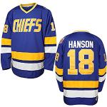 Hanson Brothers Hockeytrikot 16 Charlestown Chiefs 17 Jeff Slap Shot 18 Movie Hockeytrikot Blau Weiß S-3XL (16 Blau, Medium), Blau, Mittel