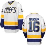 EETUG Hanson Brothers Hockeytrikot 16 Charlestown Chiefs 17 Jeff Slap Shot 18 Movie Hockeytrikot Blau Weiß S-3XL, 16 Hanson White, Mittel