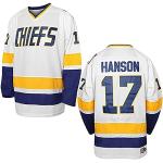 Hanson Brothers Hockeytrikot 16 Charlestown Chiefs 17 Jeff Slap Shot 18 Movie Hockeytrikot Blau Weiß S-3XL, 17 Weiß, Mittel