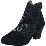 Schwarze Gothic Ankle Boots & Klassische Stiefeletten mit Reißverschluss aus Gummi Gefüttert für Damen Größe 40 für den für den Sommer 