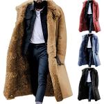 Reduzierte Khakifarbene Maxi Trenchcoats lang aus Wolle mit Kapuze für Herren Größe L für den für den Winter 