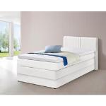 Weiße Moderne Hapo Boxspringbetten mit Bettkasten aus Kunstleder mit Stauraum 100x200 