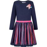 Reduzierte Dunkelblaue Bestickte Rundhals-Ausschnitt Bestickte Kinderkleider aus Baumwolle für Mädchen Größe 104 