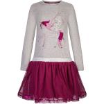 Reduzierte Hellgraue Rundhals-Ausschnitt Kinderkleider mit Pailletten aus Polyester für Mädchen Größe 134 