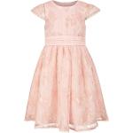 Reduzierte Pinke Unifarbene Rundhals-Ausschnitt Kinderspitzenkleider mit Reißverschluss aus Spitze für Mädchen Größe 146 