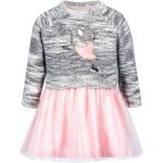Reduzierte Graue Bestickte Rundhals-Ausschnitt Bestickte Kinderkleider aus Baumwolle für Mädchen Größe 128 