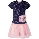 Reduzierte Marineblaue Gepunktete Happy Girls Kinderkleider A-Linie mit Pailletten aus Baumwolle für Mädchen Größe 146 
