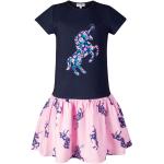 Pinke Kurzärmelige Happy Girls Meme / Theme Kinderkleider mit Einhornmotiv aus Jersey für Mädchen Größe 146 für den für den Sommer 