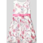 Rosa Blumenmuster Happy Girls Kinderkleider A-Linie mit Reißverschluss aus Polyester für Mädchen Größe 110 