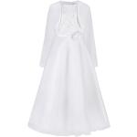 Weiße Bestickte Elegante Kurzärmelige Happy Girls Kinderkleider mit Bolero aus Polyester für Mädchen Größe 140 
