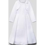 Weiße Langärmelige Happy Girls Kinderkleider mit Bolero mit Reißverschluss aus Polyester für Mädchen Größe 128 