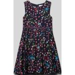 Marineblaue Blumenmuster Happy Girls Mini Minikleider für Kinder & kurze Kinderkleider aus Baumwolle für Mädchen Größe 128 