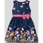 Marineblaue Blumenmuster Happy Girls Mini Minikleider für Kinder & kurze Kinderkleider aus Baumwolle für Mädchen Größe 140 
