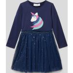Marineblaue Happy Girls Mini Minikleider für Kinder & kurze Kinderkleider aus Baumwolle für Mädchen Größe 134 