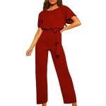 Rote Elegante Langärmelige Lange Overalls für Damen Größe 3 XL 