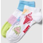 Offwhitefarbene Gestreifte Happy Socks Damensneakersocken & Damenfüßlinge mit Eismotiv aus Baumwollmischung Größe 39 2-teilig 