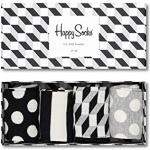 Happy Socks 4-Pack Amazon Filled Optic Box, farbenfrohe und fröhliche, Socken für Männer und Frauen, Schwarz-Weiß-Grau (36-40)