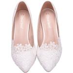 Reduzierte Weiße Spitze High Heels & Stiletto-Pumps in Normalweite für Damen Größe 41 für die Braut 