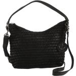 Schwarze Geflochtene Harbour 2nd Lederhandtaschen mit Reißverschluss aus Leder mit Handyfach für Damen 