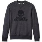 Schwarze Langärmelige HARLEY-DAVIDSON Skull Herrensweatshirts mit Totenkopfmotiv aus Frottee Größe L 