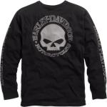 Schwarze Langärmelige HARLEY-DAVIDSON Skull T-Shirts aus Baumwolle für Herren Größe L 