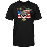 Schwarze Kurzärmelige HARLEY-DAVIDSON Rundhals-Ausschnitt T-Shirts aus Baumwolle für Herren Größe XL 