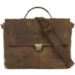 Reduzierte Braune Vintage Harold's Lederhandtaschen aus Leder mit Laptopfach für Damen Klein 
