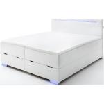 Weiße Moderne Boxspringbetten mit Bettkasten aus Kunstleder LED beleuchtet 180x200 