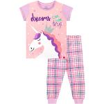 Rosa Kinderschlafanzüge & Kinderpyjamas mit Einhornmotiv mit Glitzer für Mädchen Größe 116 für den für den Winter 