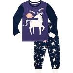 Violette Kinderschlafanzüge & Kinderpyjamas mit Einhornmotiv für Mädchen Größe 110 für den für den Winter 