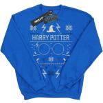 Royalblaue Langärmelige Harry Potter Kindersweatshirts aus Jersey für Jungen Größe 146 