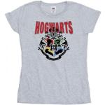 Graue Langärmelige Harry Potter Hogwarts T-Shirts aus Baumwolle für Damen Größe XXL 