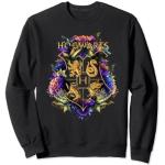 Schwarze Blumenmuster Langärmelige Harry Potter Hogwarts V-Ausschnitt T-Shirts für Herren Größe S 
