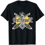 Schwarze Langärmelige Harry Potter Hufflepuff V-Ausschnitt T-Shirts für Damen Größe S für den für den Sommer 