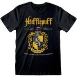 Schwarze Kurzärmelige Harry Potter Hufflepuff T-Shirts aus Baumwolle für Herren Größe L für den für den Sommer 