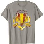 Graue Langärmelige Harry Potter Hufflepuff V-Ausschnitt T-Shirts für Damen Größe S für den für den Sommer 