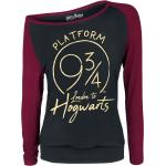 Schwarze Langärmelige Harry Potter Hogwarts Express U-Boot-Ausschnitt Print-Shirts für Damen Größe XL 