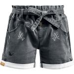 Anthrazitfarbene Harry Potter Jeans-Shorts mit Knopf aus Denim für Damen Größe XL für den für den Sommer 