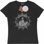 Schwarze Harry Potter Hogwarts T-Shirts aus Baumwolle für Damen Größe M 