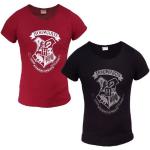 Schwarze Kurzärmelige Harry Potter Hogwarts Rundhals-Ausschnitt T-Shirts aus Baumwolle für Damen Größe M 