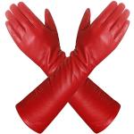 Rote Sexy Lederhandschuhe aus Lammleder für Damen Größe M 