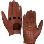 Braune Vintage Touchscreen-Handschuhe aus Lammfell für Damen Größe XL 