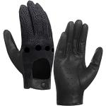 Schwarze Vintage Touchscreen-Handschuhe aus Lammfell für Damen Übergrößen 