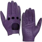 Violette Lederhandschuhe mit Schnalle aus Lammfell für Damen Größe S für den für den Sommer 