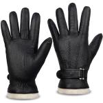 Reduzierte Schwarze Gefütterte Handschuhe aus Leder für Herren Größe L für den für den Winter 