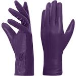 Lila Vintage Touchscreen-Handschuhe aus Leder für Damen Größe XL für den für den Winter 